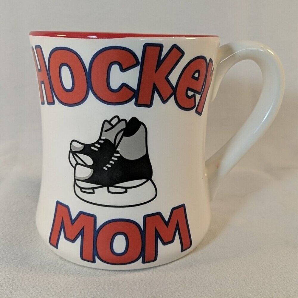 Hockey Mom AKA Equipment Managemer Mug Our Name is Mud Red Swirl Ceramic Veasey